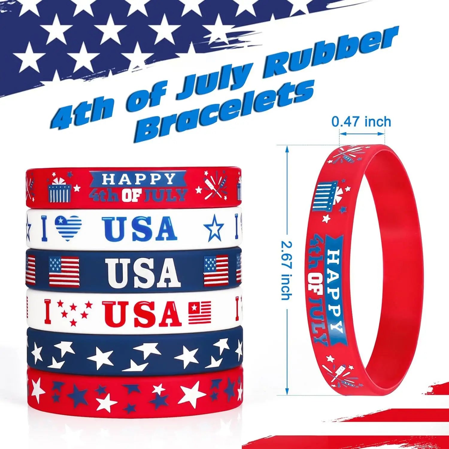 USA Patriotic Wristbands - Red White Blue Silicone Bands