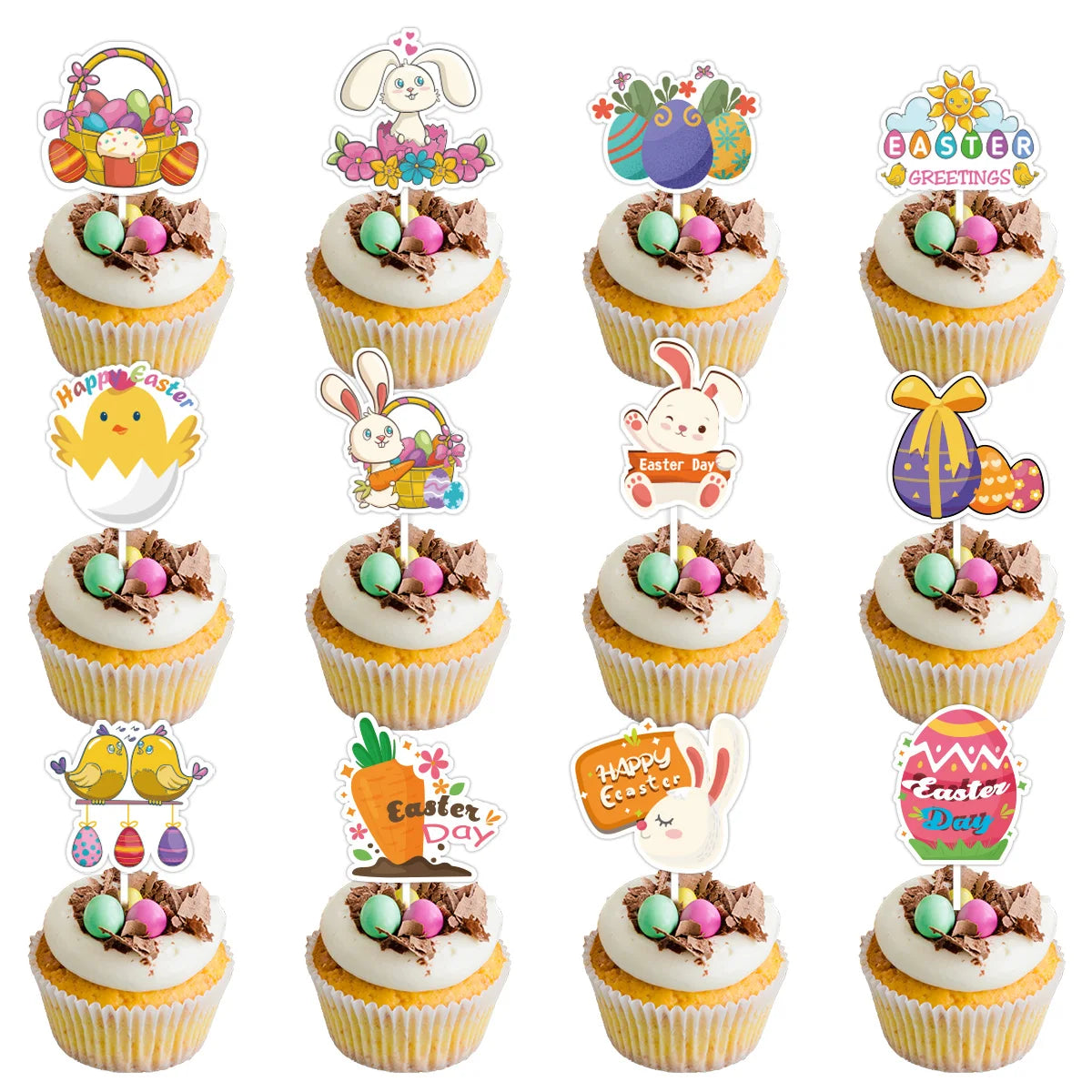 Easter Bunny Cupcake Toppers - Easter Party Decor 12pc