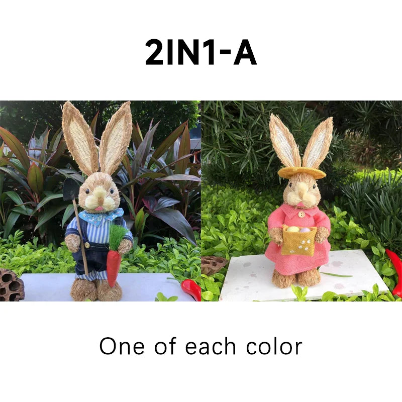 Easter Bunny Straw Figure Decoration - Easter Home Decor 35cm