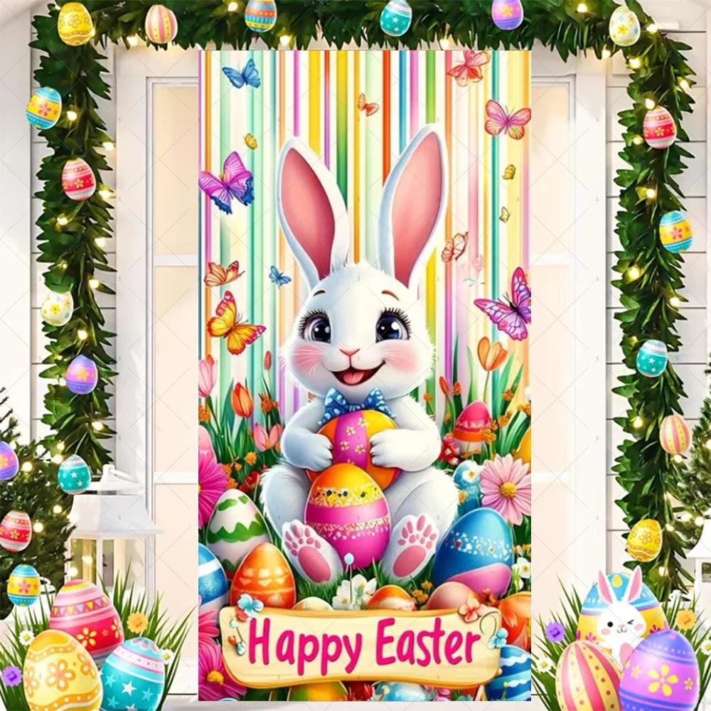Easter Bunny Door Cover - Spring Garden Party Decor