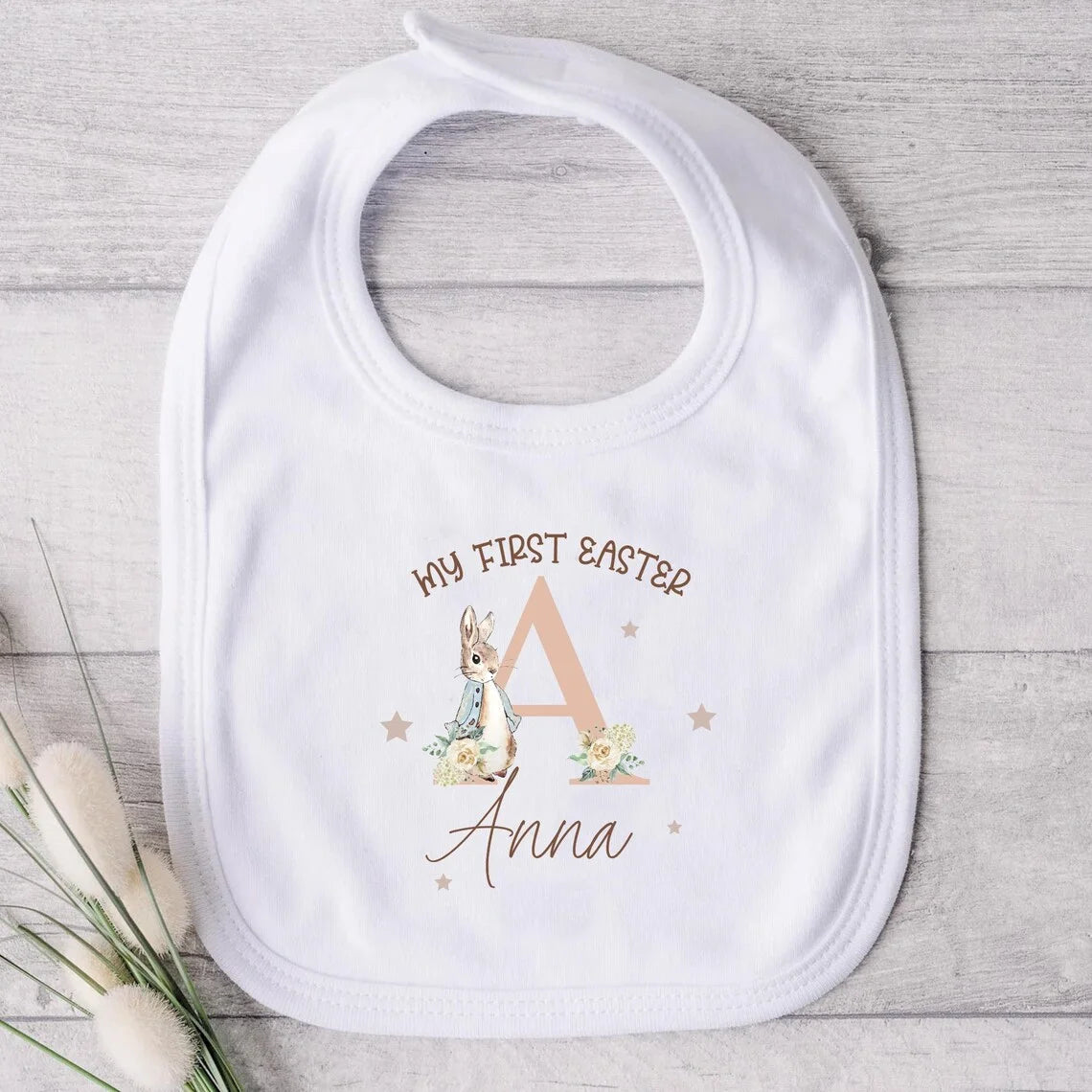 Easter Baby Bunny Bib - Personalized Newborn Gift 1pc
