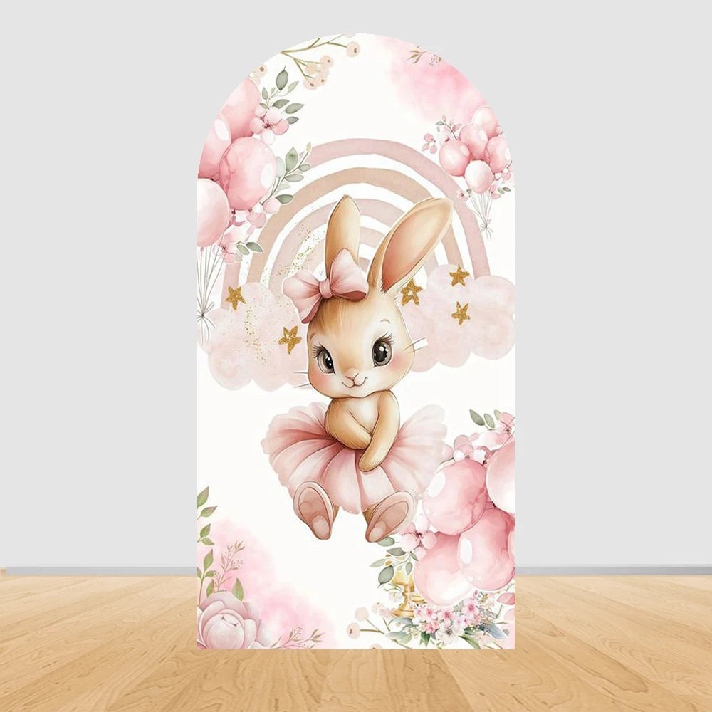 Easter Bunny Birthday Arch Backdrop - Girl Party Decor