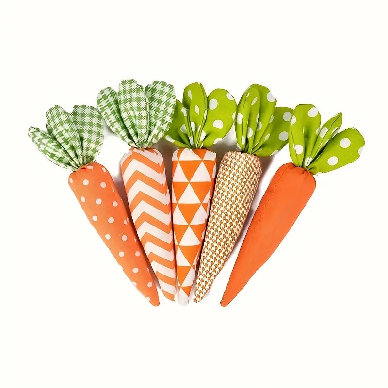 Easter Carrot Decor - Handmade Fabric Ornaments 5pc