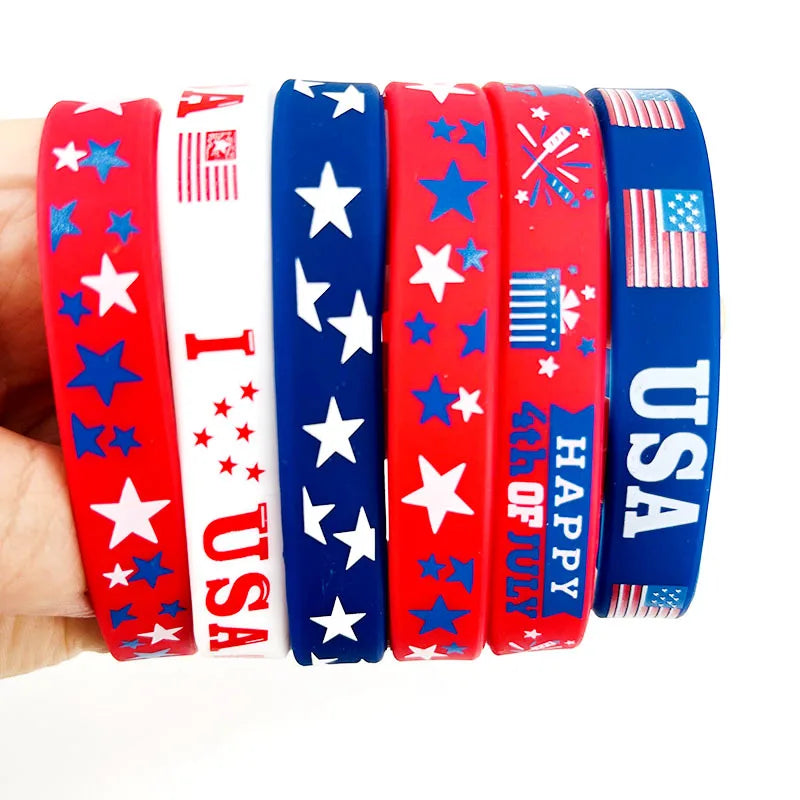 USA Patriotic Wristbands - Red White Blue Silicone Bands