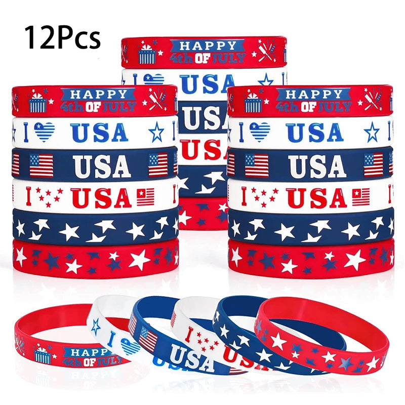 USA Patriotic Wristbands - Red White Blue Silicone Bands