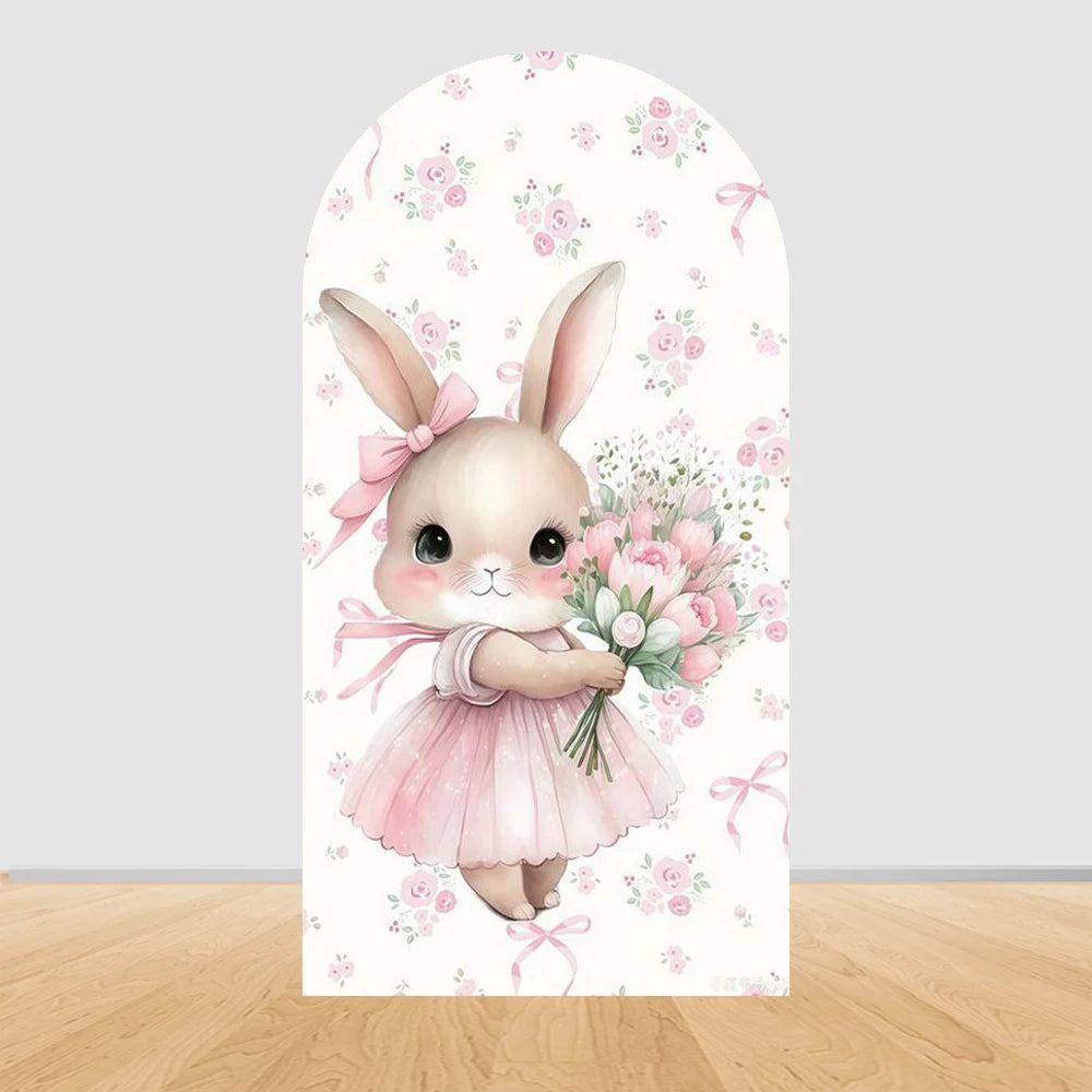 Easter Bunny Birthday Arch Backdrop - Girl Party Decor