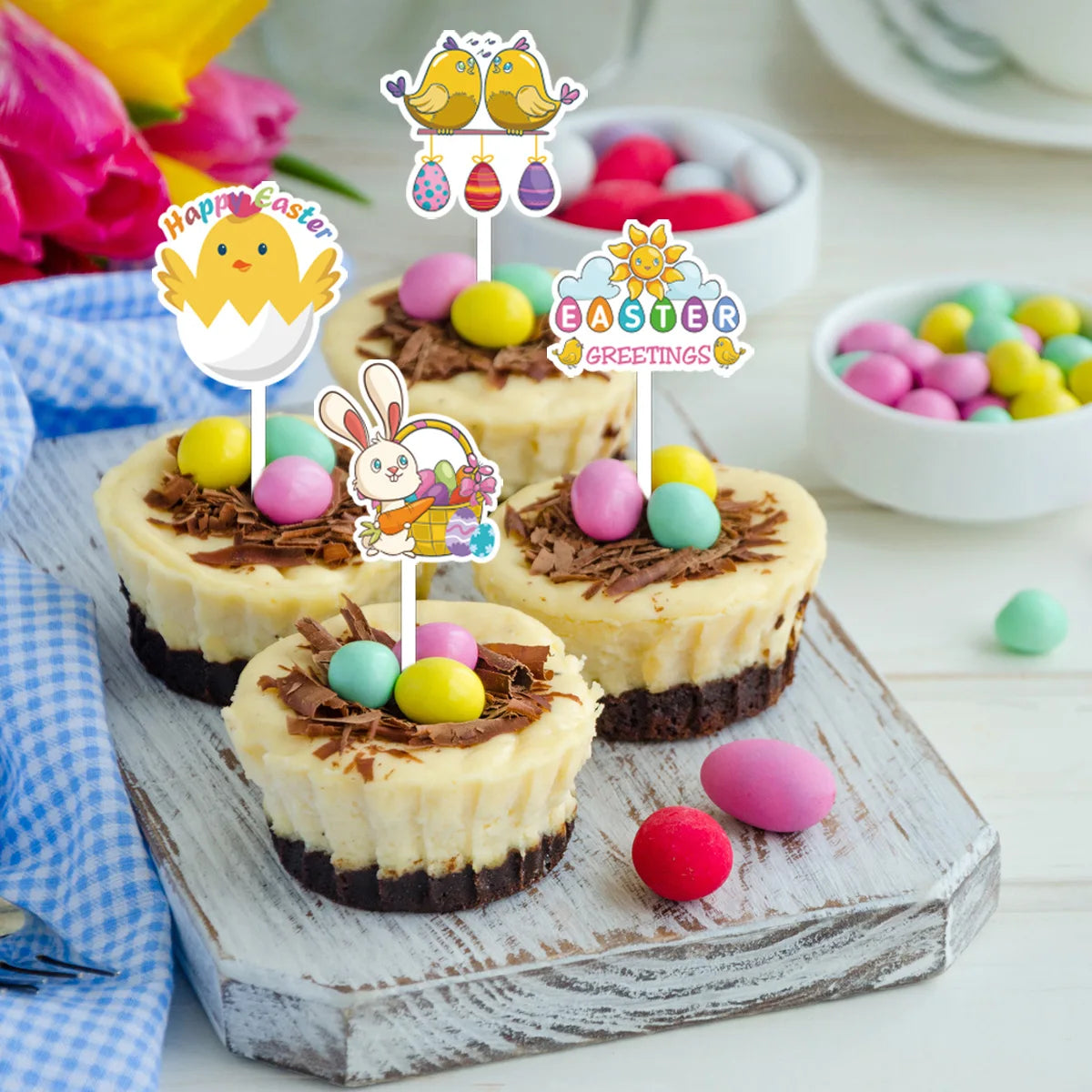 Easter Bunny Cupcake Toppers - Easter Party Decor 12pc