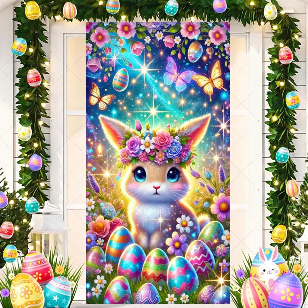 Easter Bunny Door Cover - Spring Garden Party Decor