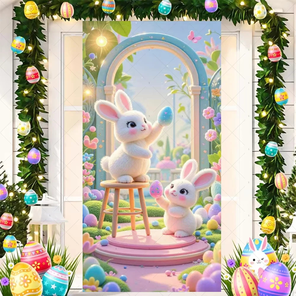 Easter Bunny Door Cover - Spring Garden Party Decor