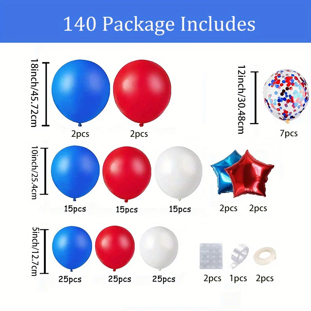 Fourth of July Balloon Garland - Red White Blue Patriotic Decor