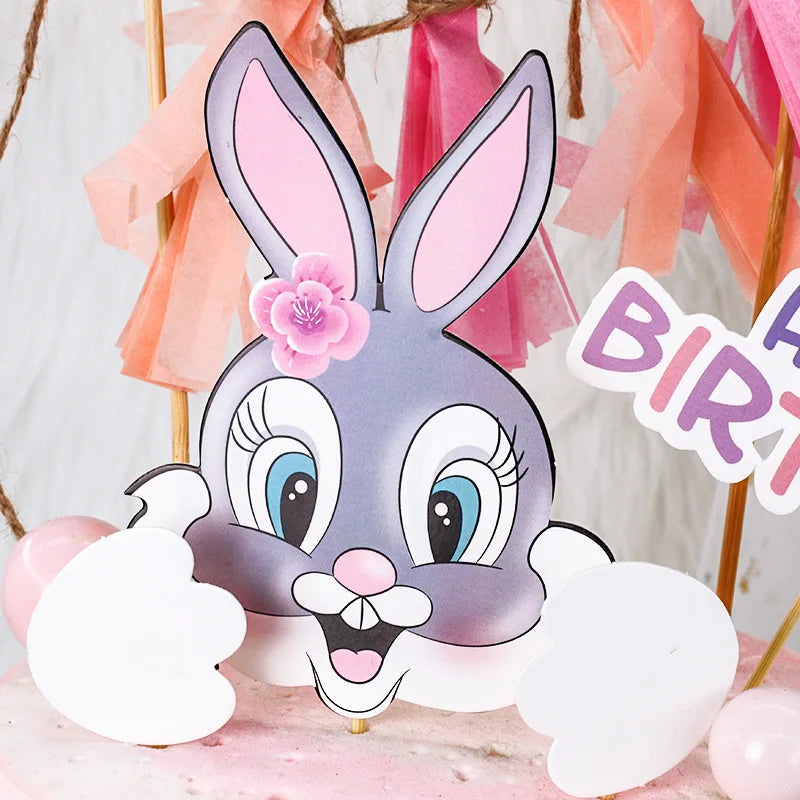 Bunny Cake Topper - Happy Birthday Kid Party Decor