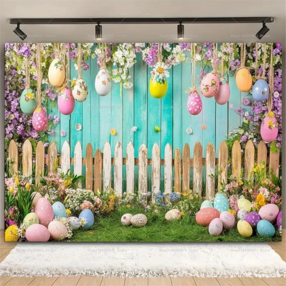 Easter Bunny Backdrop Banner - Kids Party Photo Props 1pc
