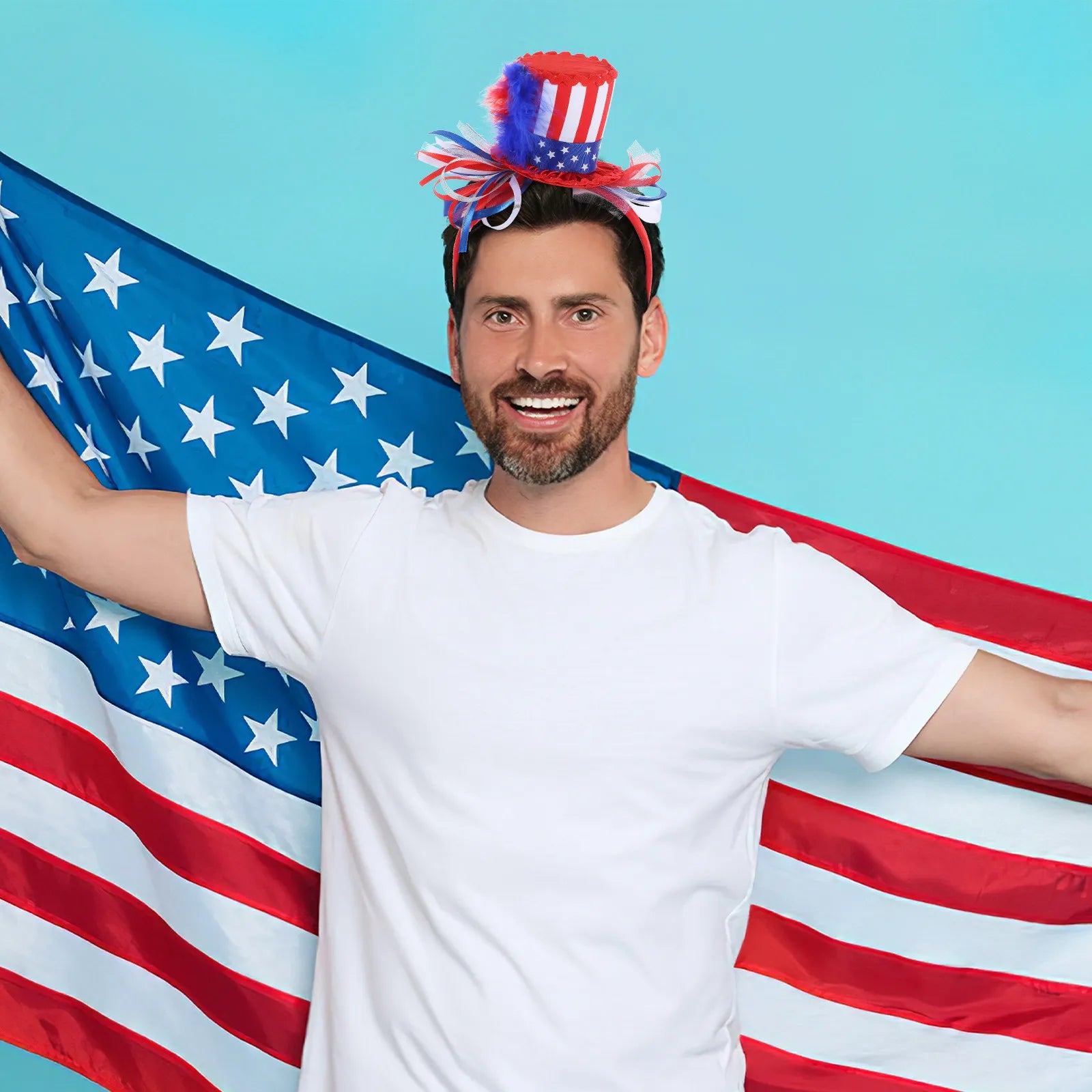 Patriotic Headband Usa Flag Design Red White Blue 4th