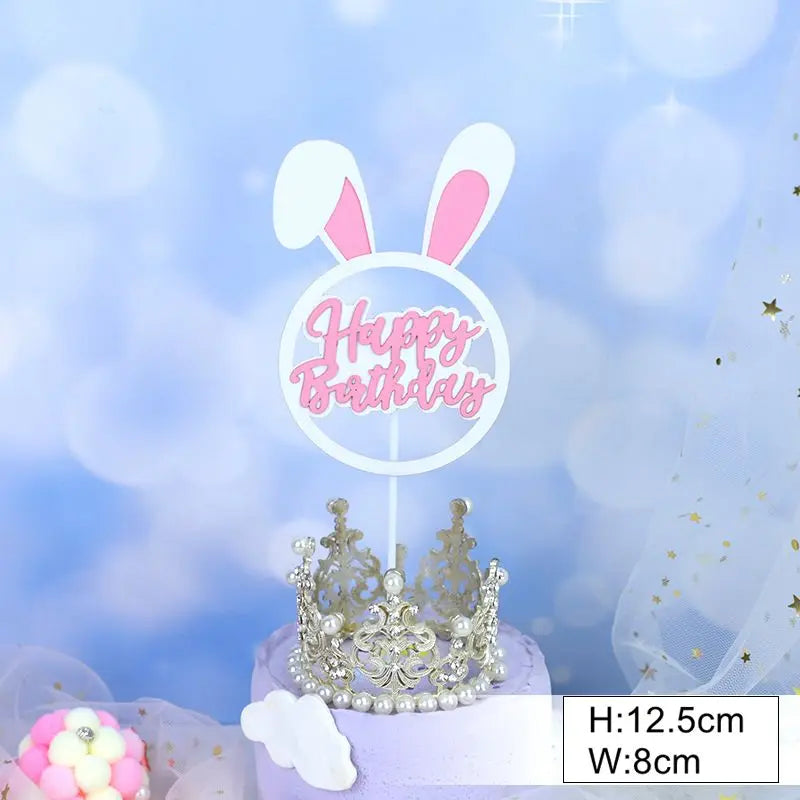 Bunny Cake Topper - Happy Birthday Kid Party Decor