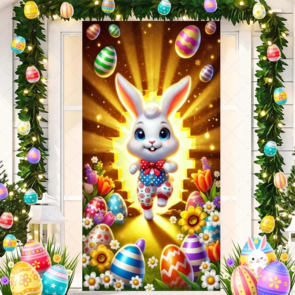Easter Bunny Door Cover - Spring Garden Party Decor