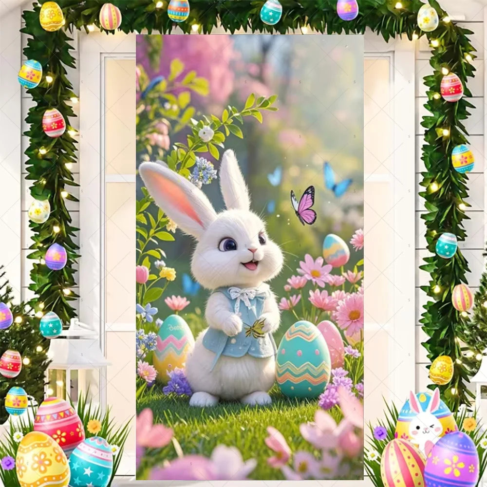 Easter Bunny Door Cover - Spring Garden Party Decor