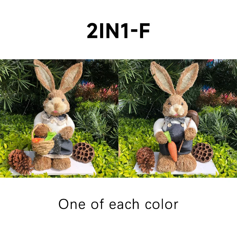 Easter Bunny Straw Figure Decoration - Easter Home Decor 35cm