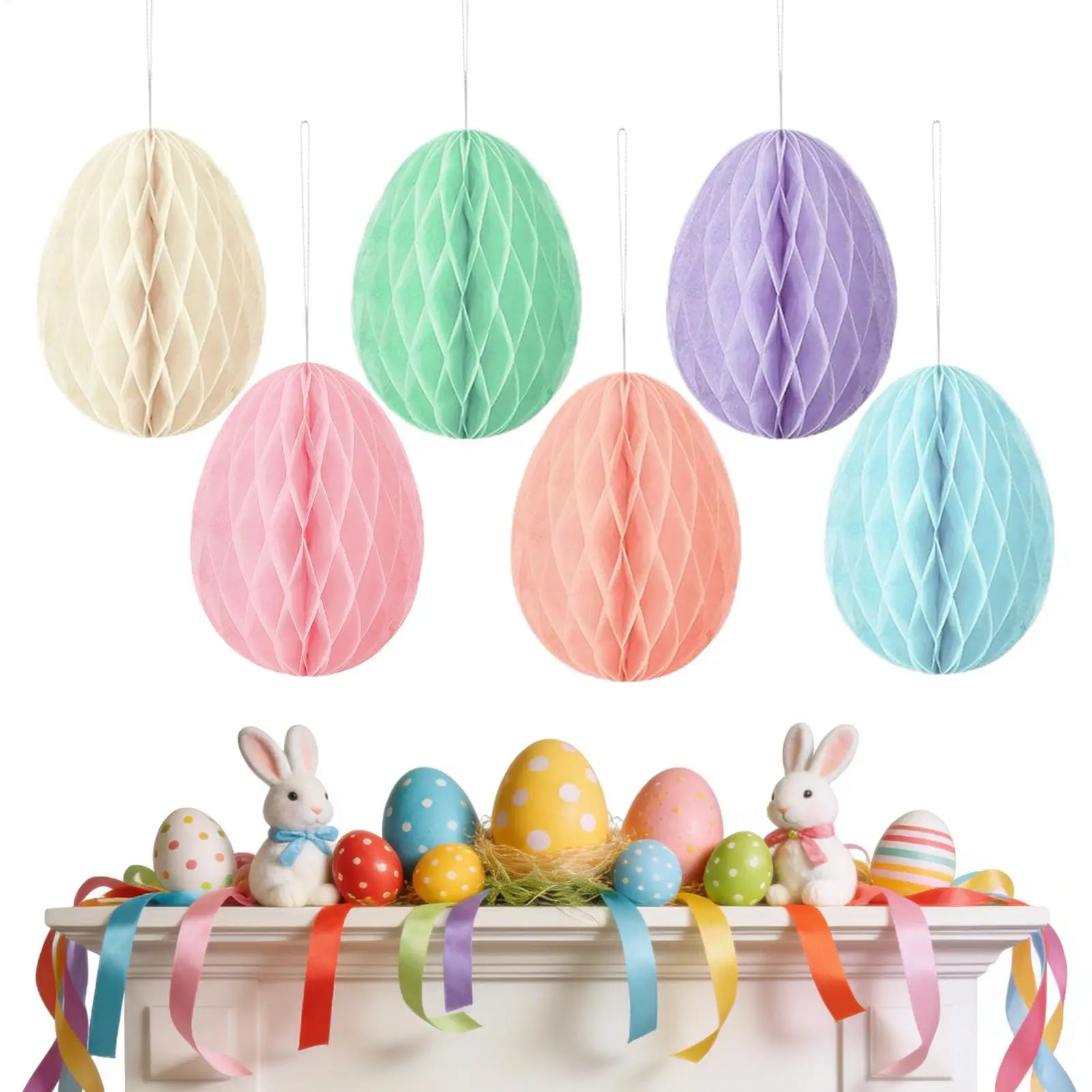 Easter Paper Ball Ornament - Easter Egg Decor 12pc