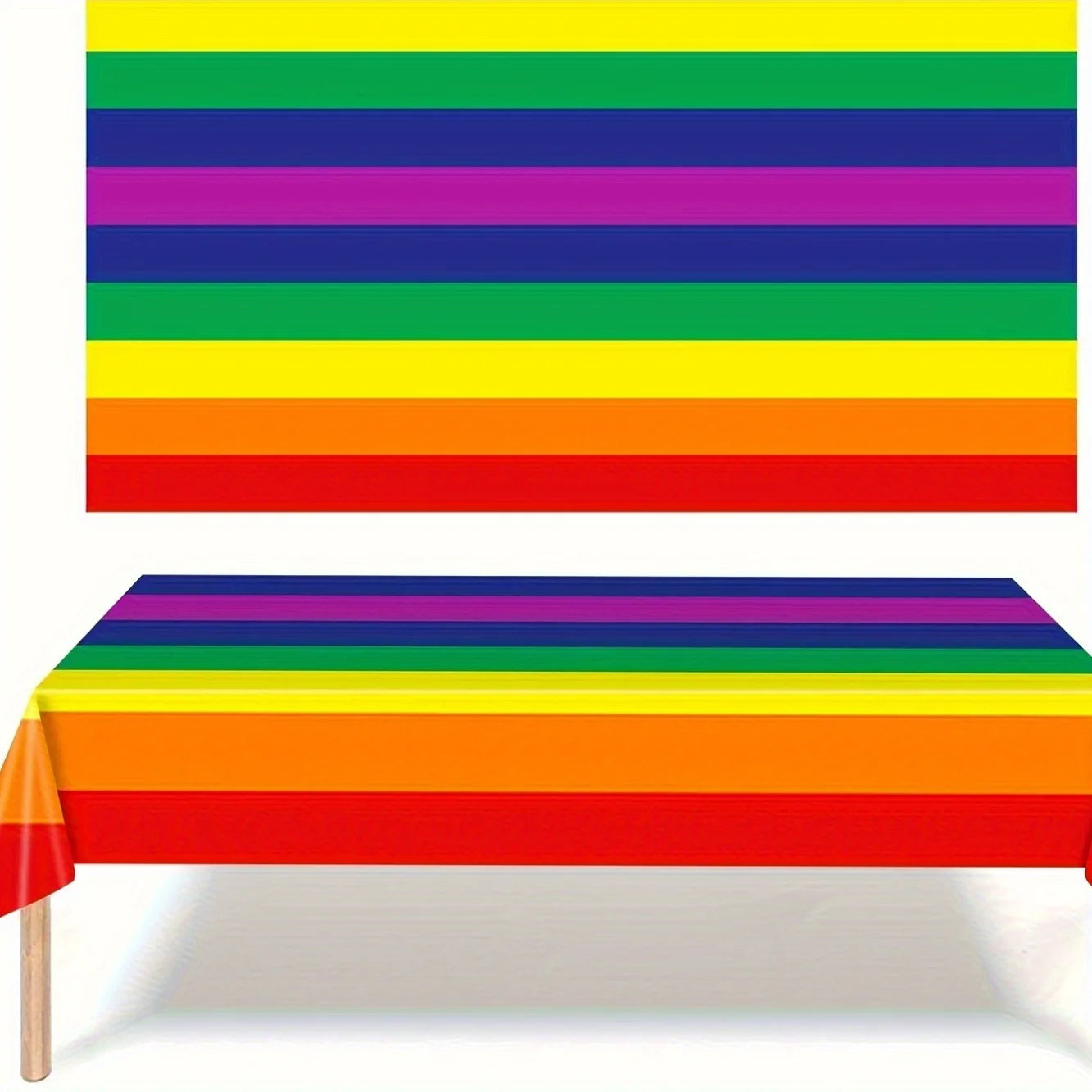 Rainbow Stripe Tablecloths - Disposable Waterproof July 4th Decor