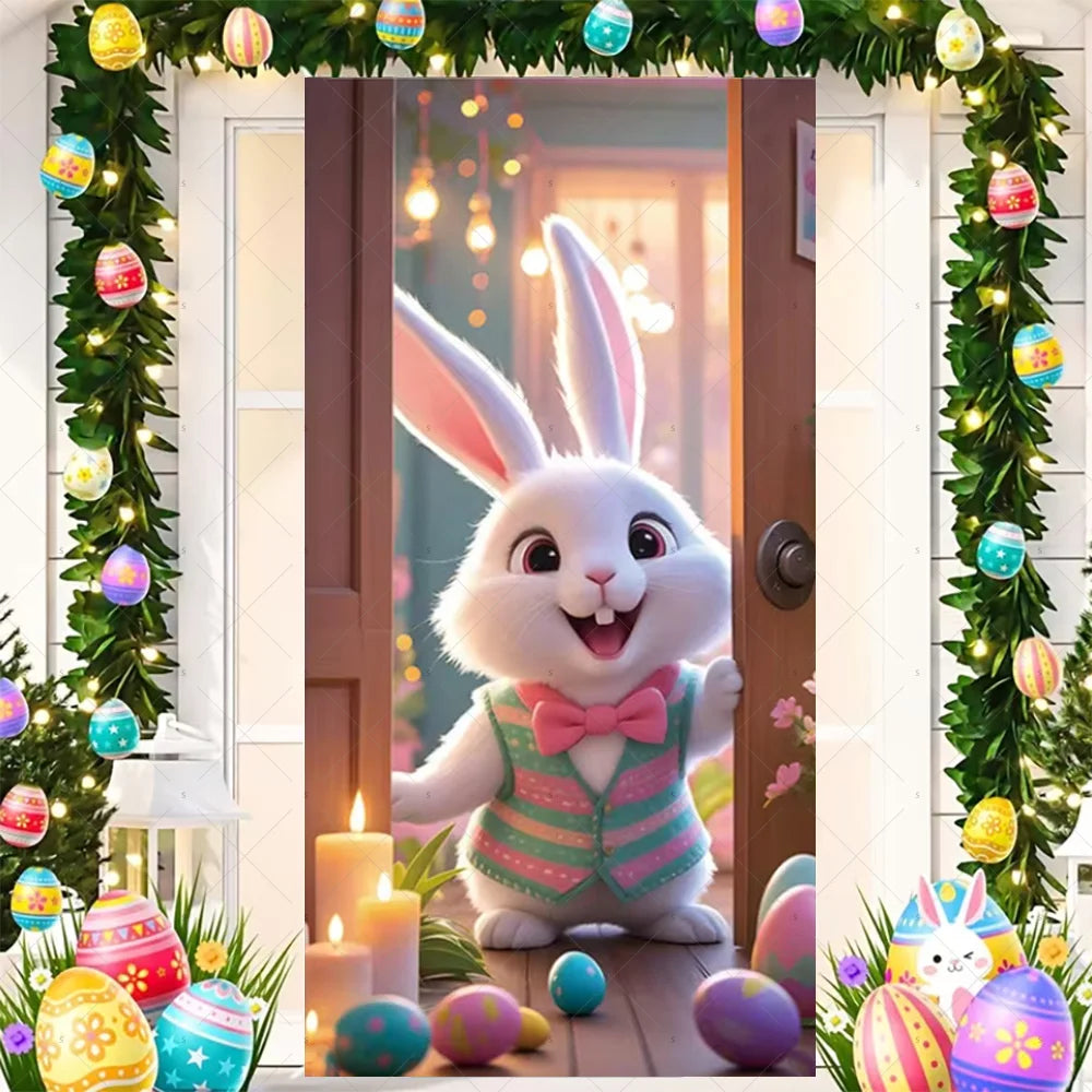 Easter Bunny Door Cover - Spring Garden Party Decor