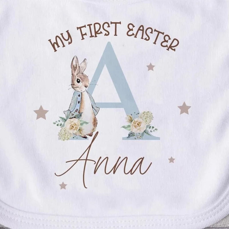 Easter Baby Bunny Bib - Personalized Newborn Gift 1pc