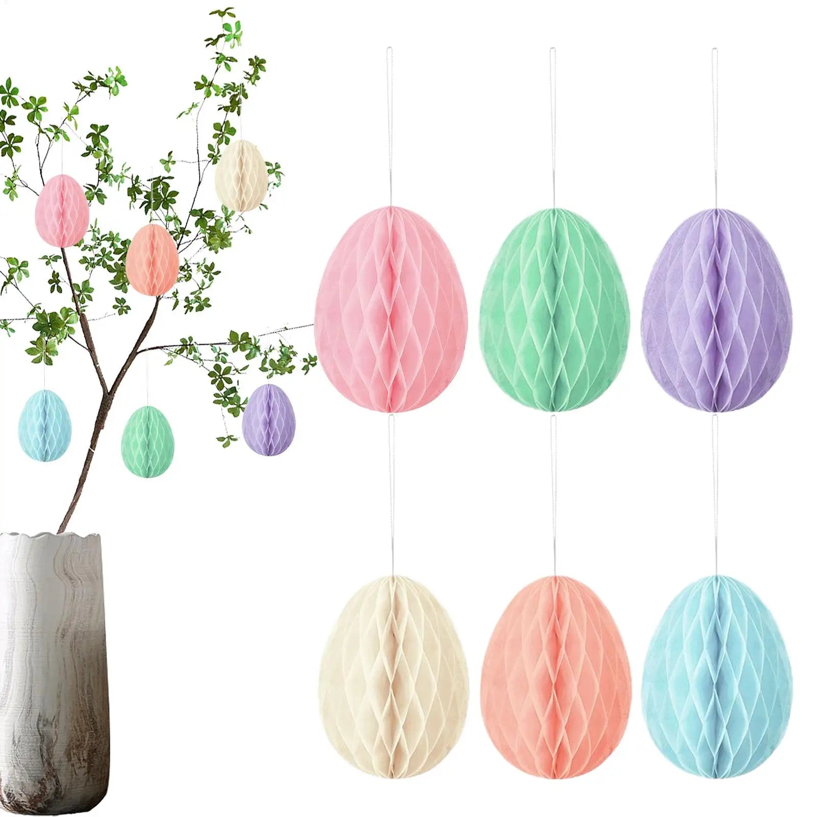 Easter Paper Ball Ornament - Easter Egg Decor 12pc