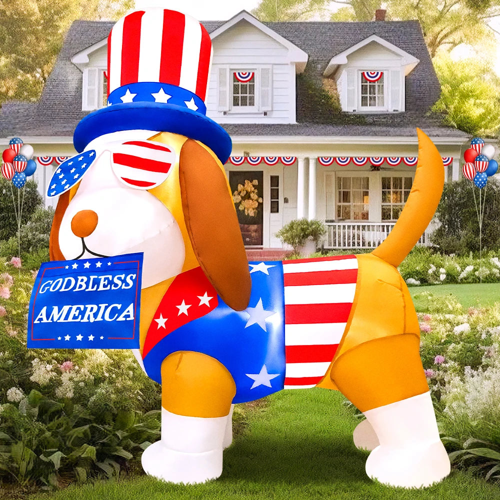 Patriotic Inflatable Plane - American Flag Decor Red White Blue