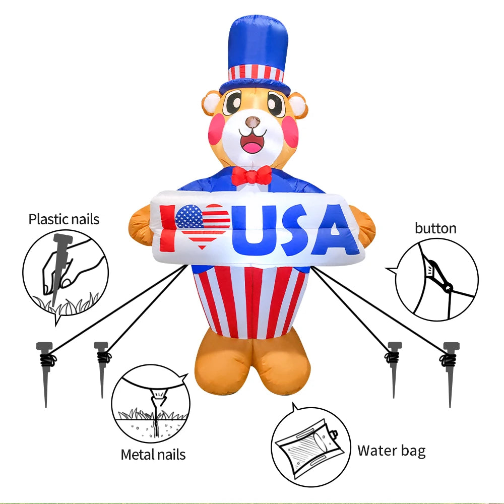 Patriotic Inflatable Plane - American Flag Decor Red White Blue