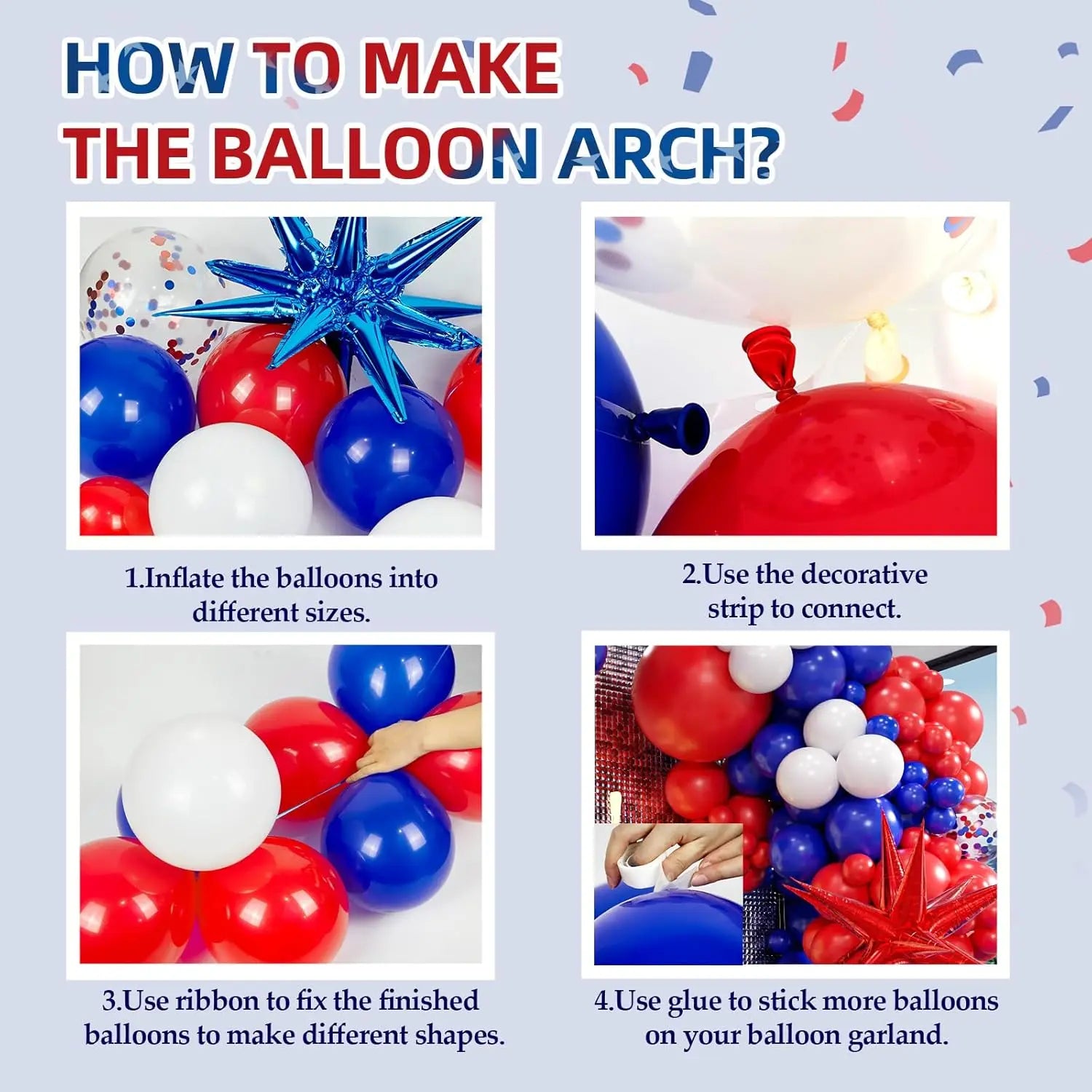 Red White Blue Balloons - Patriotic Garland Arch Kit