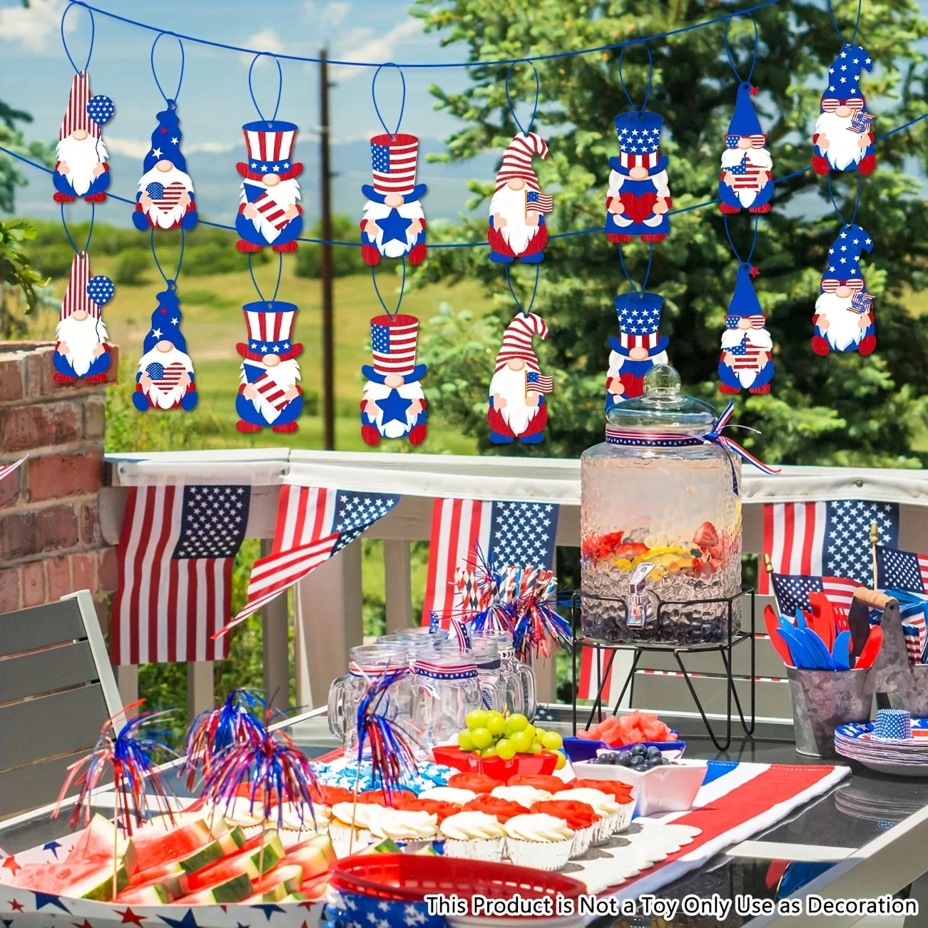 4th July Ornaments - Red White Blue Patriotic Gnomes 57c 
 revised to