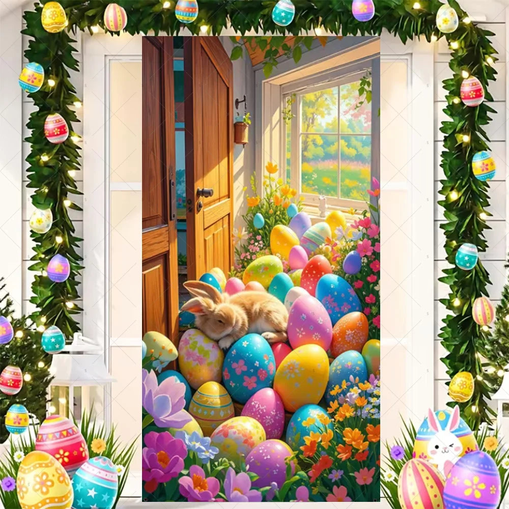 Easter Bunny Door Cover - Spring Garden Party Decor