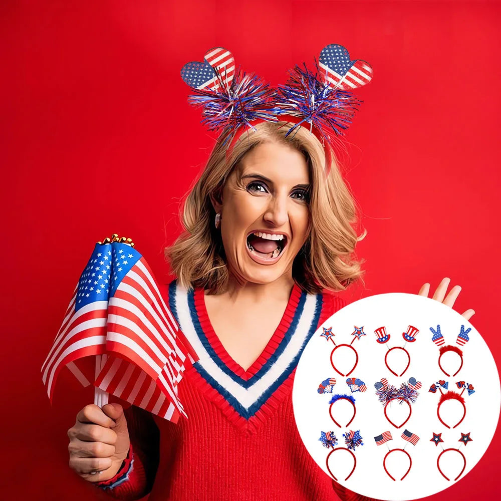 Patriotic Headband - American Flag Red White Blue 4th July
