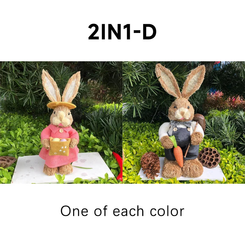 Easter Bunny Straw Figure Decoration - Easter Home Decor 35cm