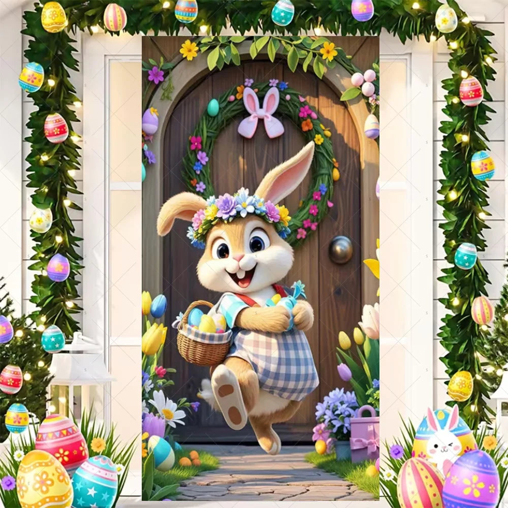 Easter Bunny Door Cover - Spring Garden Party Decor