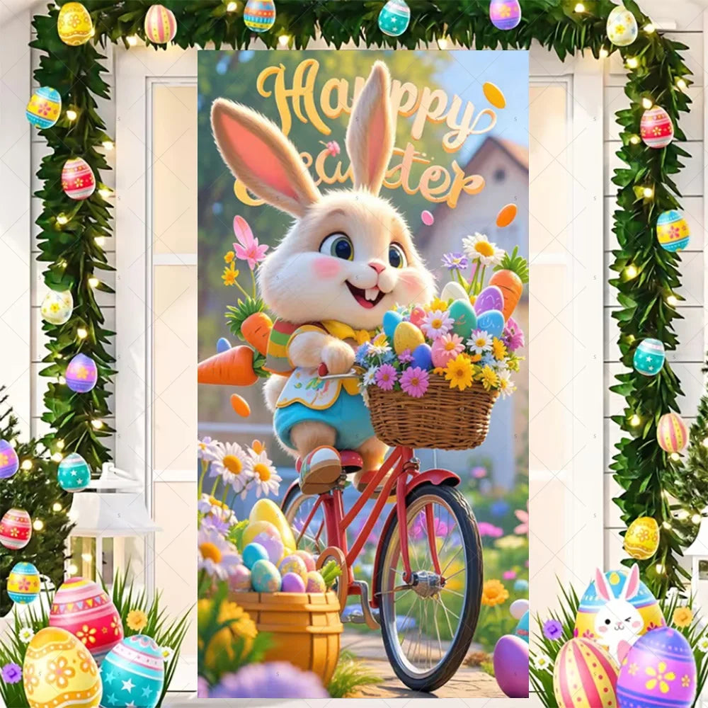 Easter Bunny Door Cover - Spring Garden Party Decor