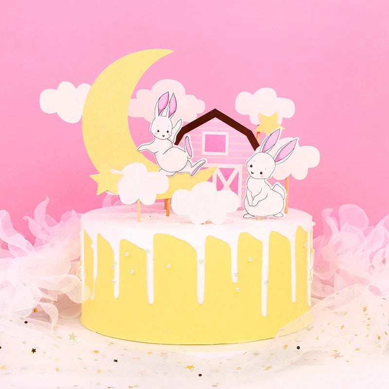Bunny Cake Topper - Happy Birthday Kid Party Decor