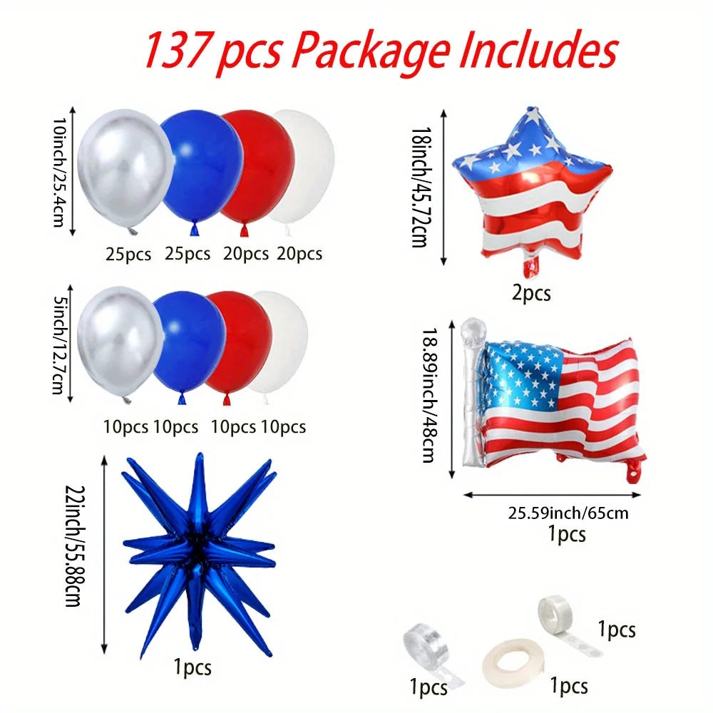 Independence Day Balloons - American Flag Red White Blue