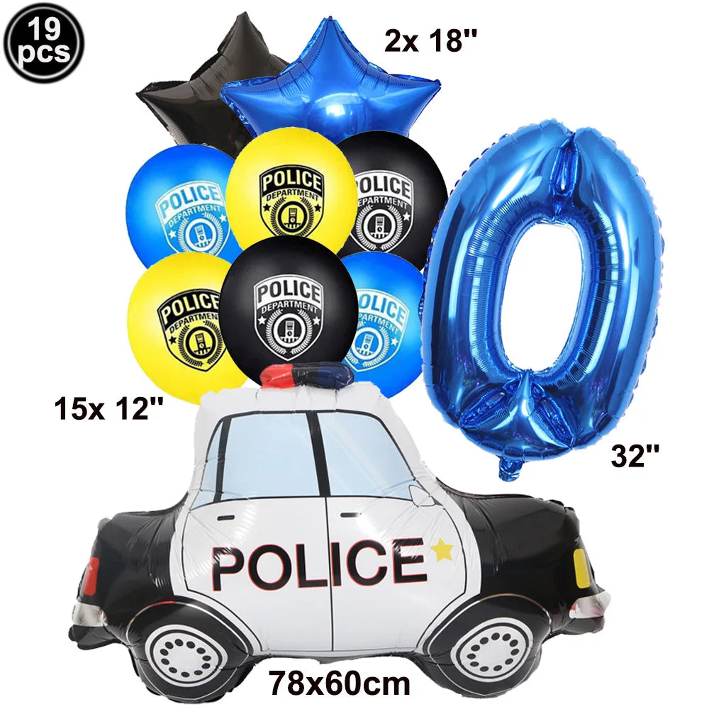 Police Car Balloons - Fun Kids Party Decorations