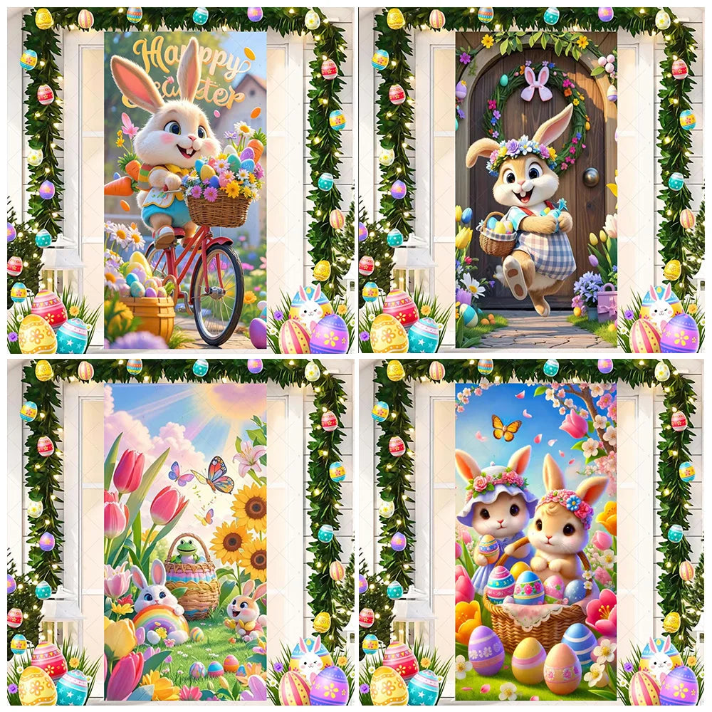 Easter Bunny Door Cover - Spring Garden Party Decor