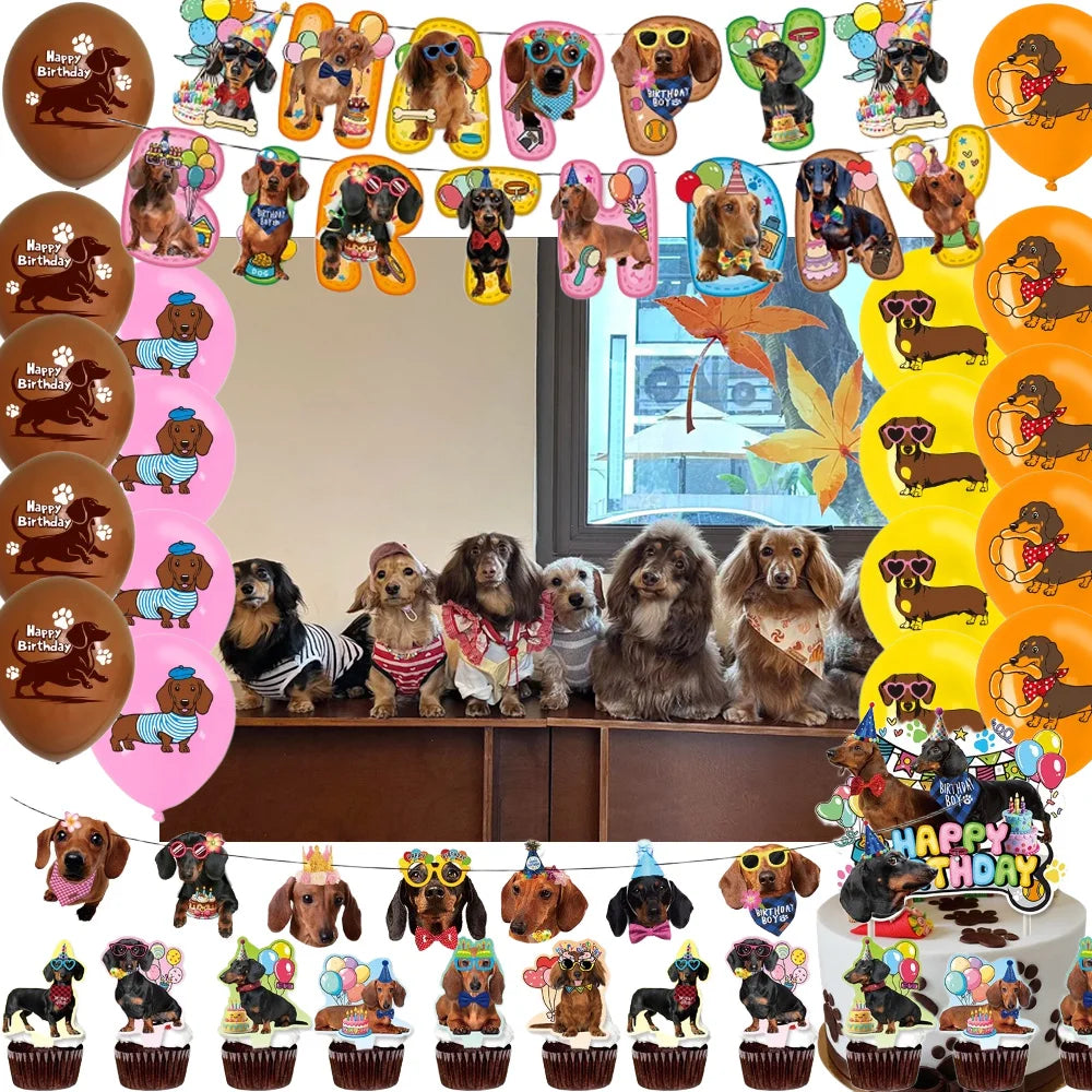 Dachshund Balloon Birthday Party Decor - Puppy Dog Cake Topper