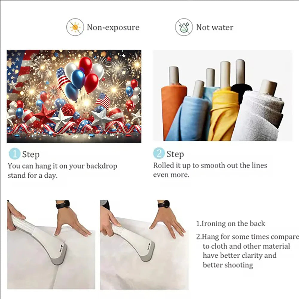 USA Flag Backdrop Banner - Star Eagle Celebration Red White Blue 57