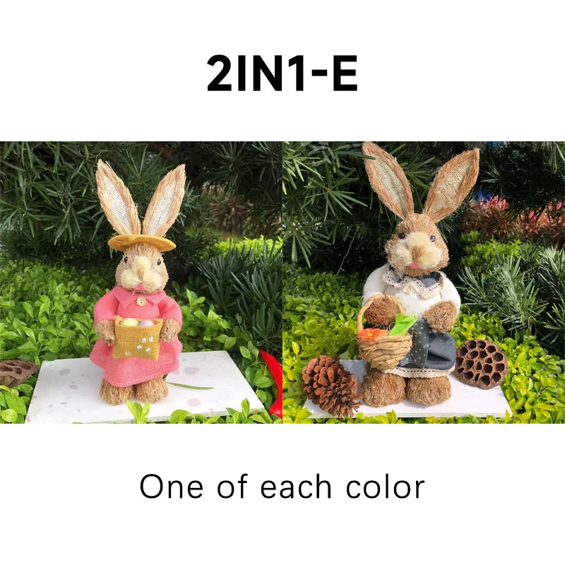 Easter Bunny Straw Figure Decoration - Easter Home Decor 35cm