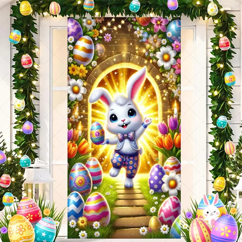 Easter Bunny Door Cover - Spring Garden Party Decor