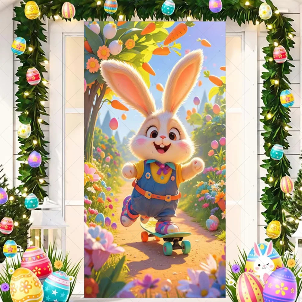 Easter Bunny Door Cover - Spring Garden Party Decor