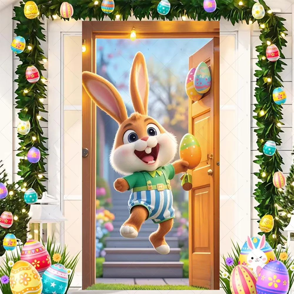 Easter Bunny Door Cover - Spring Garden Party Decor