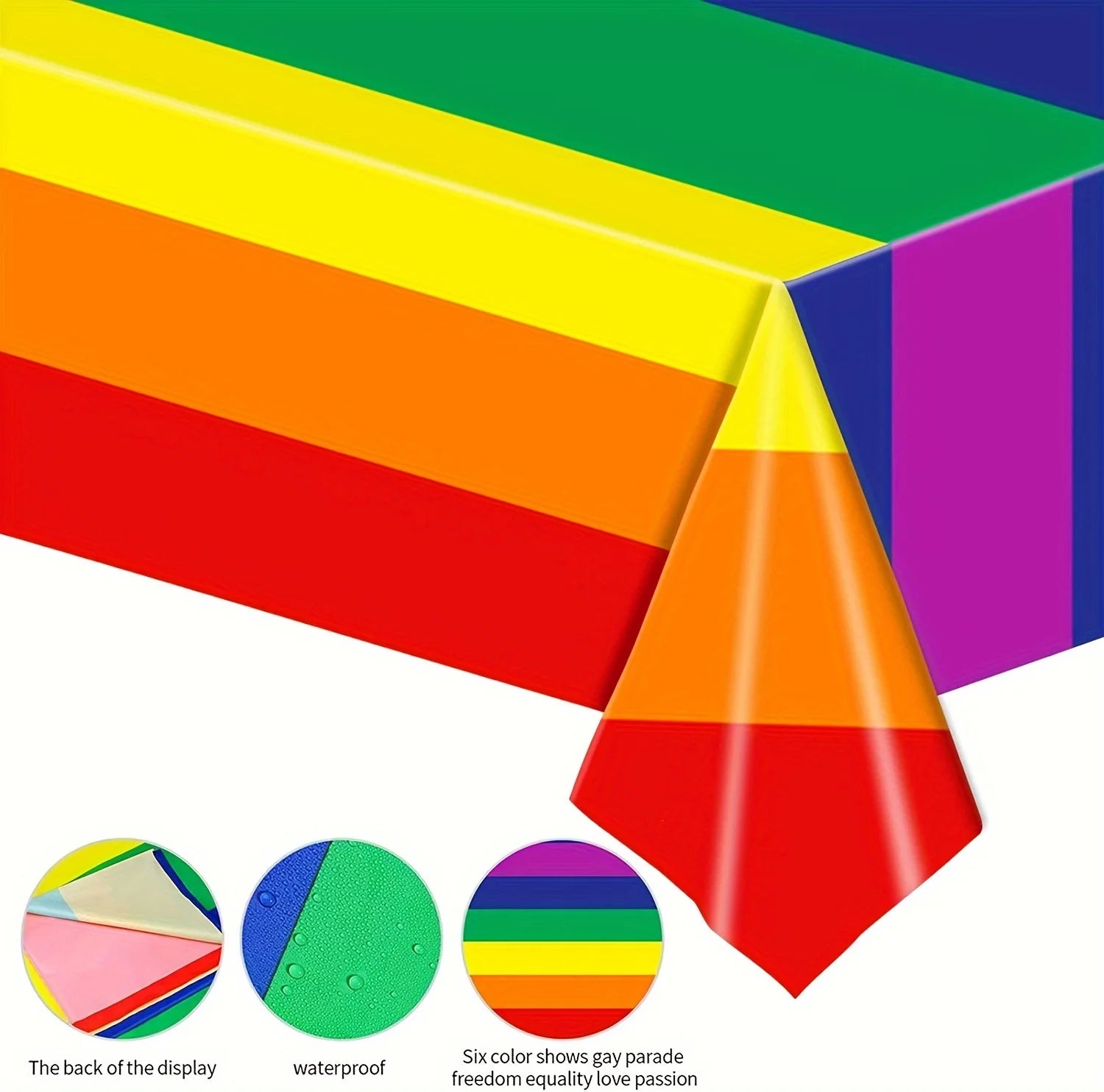 Rainbow Stripe Tablecloths - Disposable Waterproof July 4th Decor