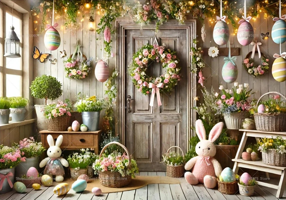 Easter Rabbit Backdrop - Spring Party Decor