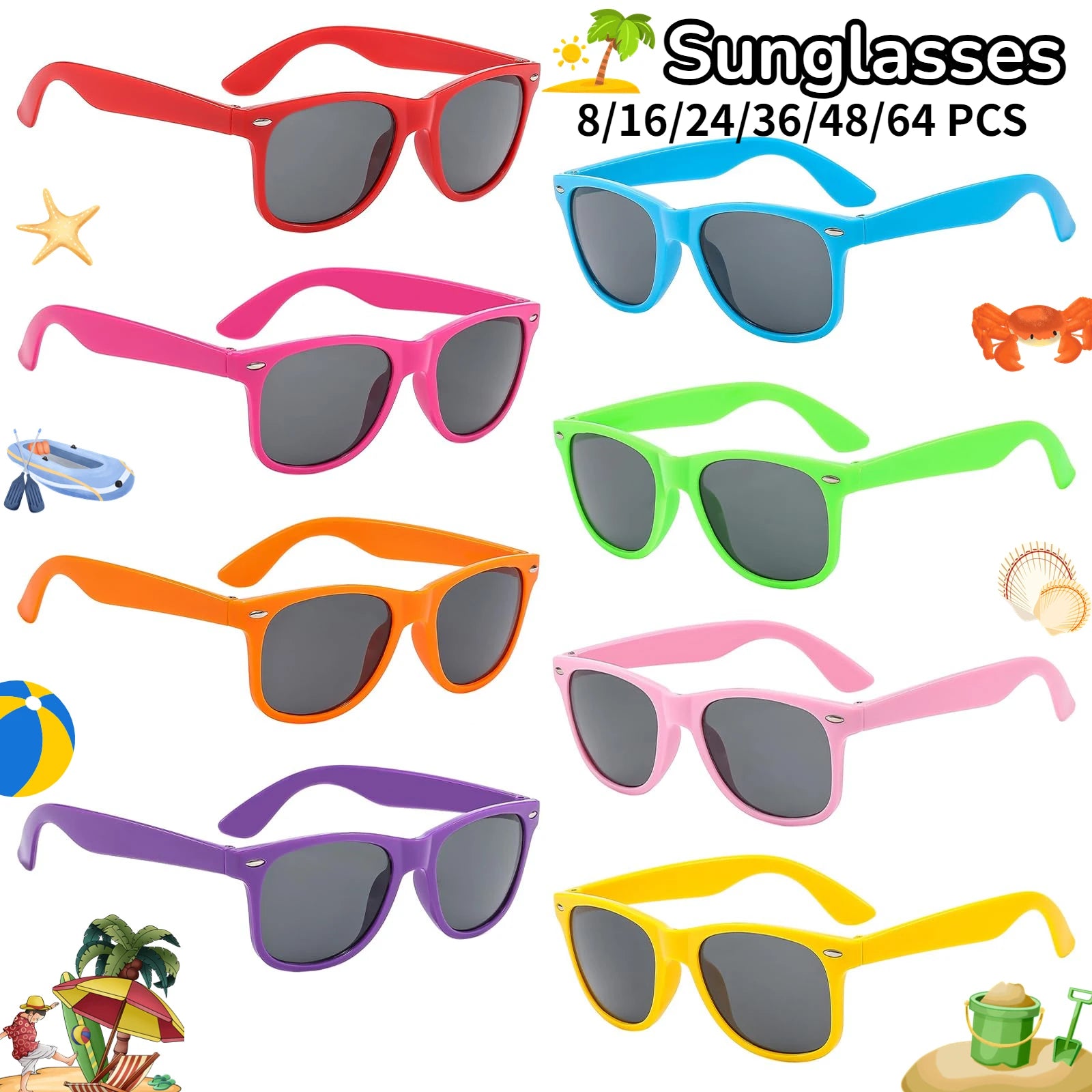 Party Sunglasses - Colorful Wedding Beach UV400 Eyewear