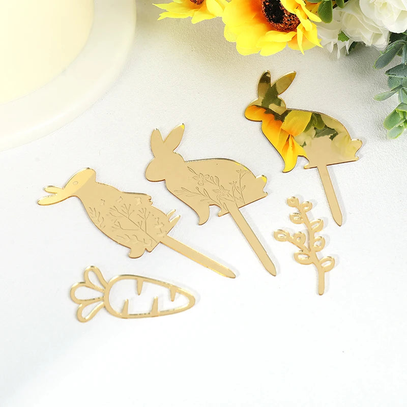 Easter Bunny Cake Topper - Happy Easter Party Decor 5pc