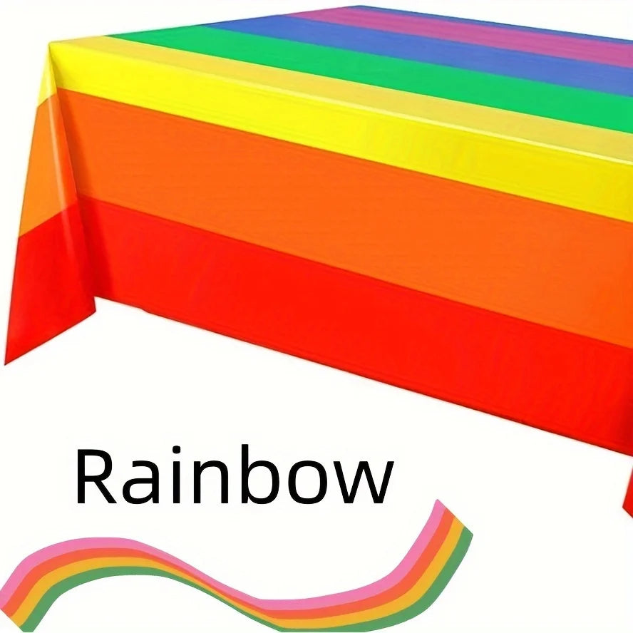 Rainbow Stripe Tablecloths - Disposable Waterproof July 4th Decor
